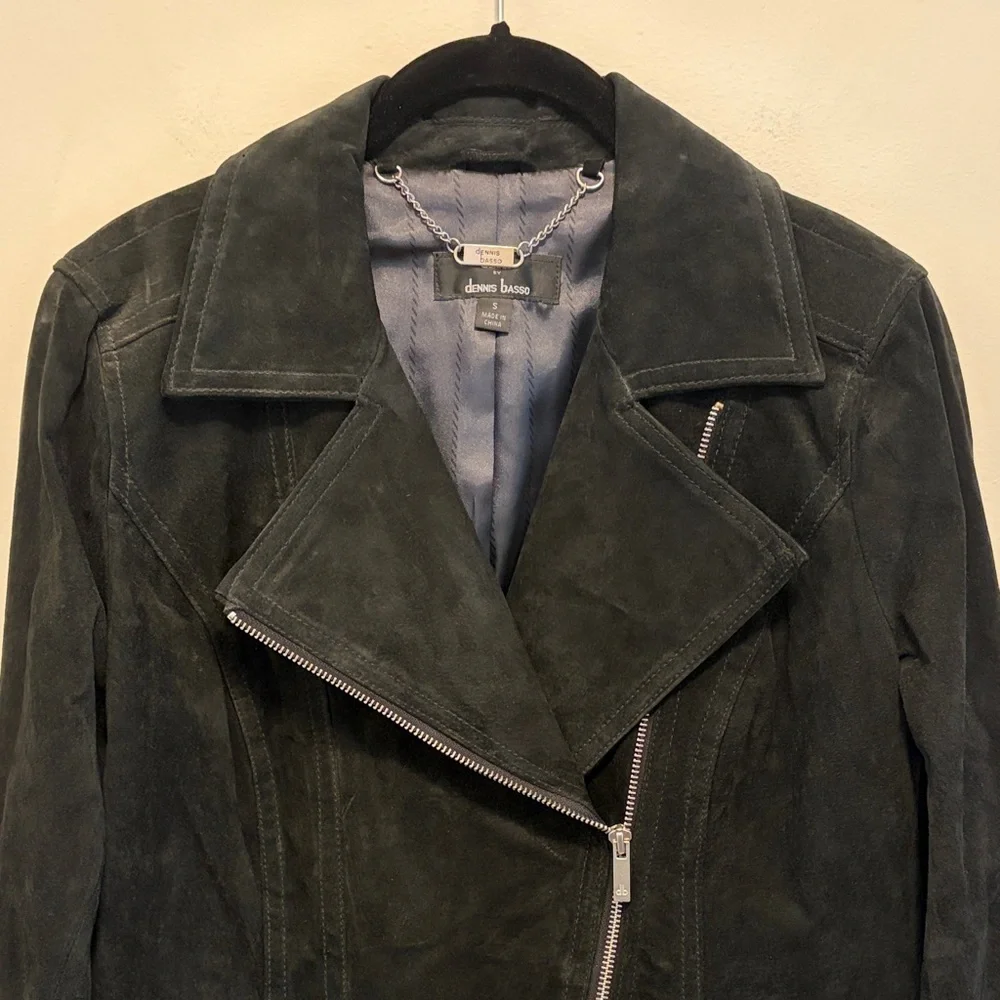 Dennis Basso Black Leather Jacket with Silver Details - Picture 3 of 7